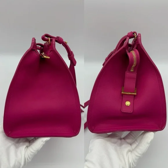 Authentic Yves Saint Laurent pink small cabad tote in smoot calfskin leather - Picture 10 of 15